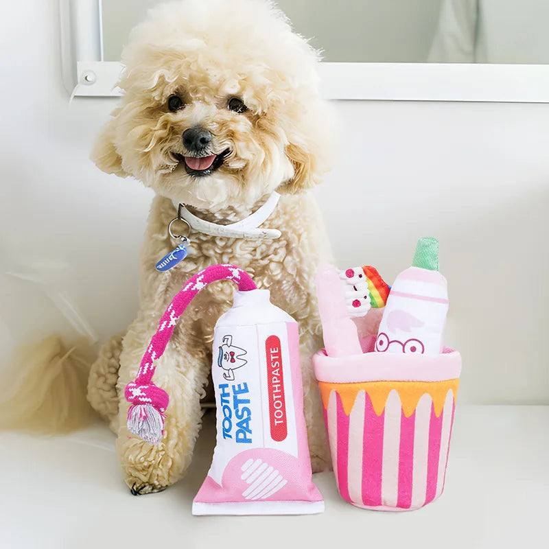 Wholesale Custom Plush Dog Toys Noise Working Puppy Chewing Bite Accessory Crinkle BB Squeaker Small Medium Dog Toy