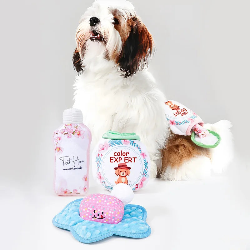 Wholesale Custom Plush Dog Toys Noise Working Puppy Chewing Bite Accessory Crinkle BB Squeaker Small Medium Dog Toy